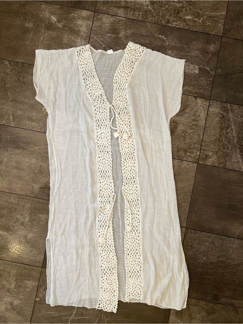New! White Crochet Trim Beach Cover-Up size medium/large